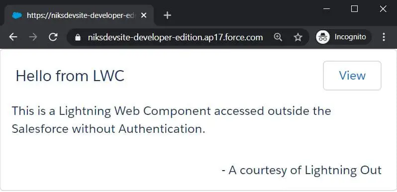 Access LWC without Login using Lightning Out