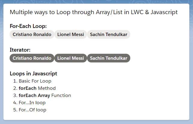 Loop through List/Array in LWC and Javascript
