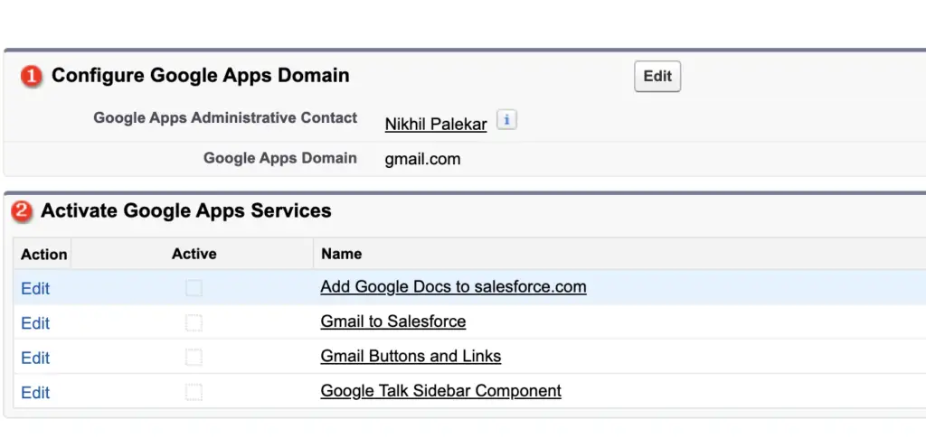 Google Apps Services in Salesforce